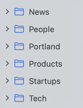 My RSS app folders.