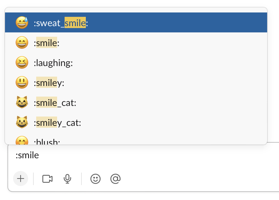 Example emojicode input on Slack.